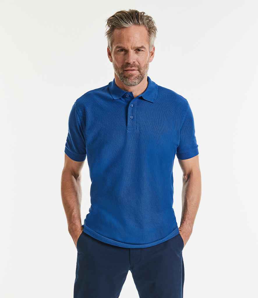 Russell Ultimate Cotton Piqué Polo Shirt in Bright Royal by Russell — Custom branded clothing by Print Press, featuring premium embroidery produced in our specialist print lab in the UK.
