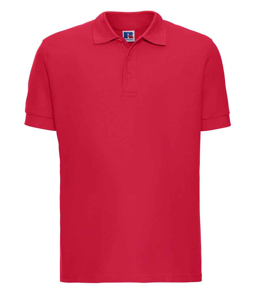 Russell Ultimate Cotton Piqué Polo Shirt in Classic Red by Russell — Custom branded clothing by Print Press, featuring premium embroidery produced in our specialist print lab in the UK.