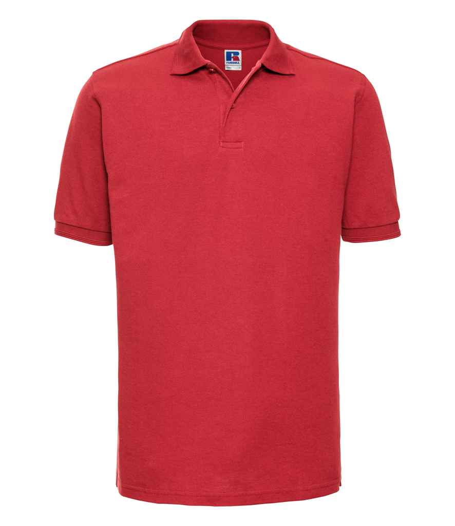 Russell Hardwearing Poly/Cotton Piqué Polo Shirt in Bright Red by Russell — Custom branded clothing by Print Press, featuring premium embroidery produced in our specialist print lab in the UK.