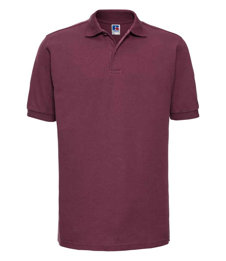 Russell Hardwearing Poly/Cotton Piqué Polo Shirt in Burgundy by Russell — Custom branded clothing by Print Press, featuring premium embroidery produced in our specialist print lab in the UK.