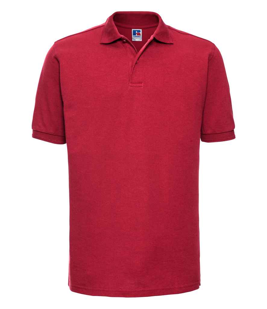 Russell Hardwearing Poly/Cotton Piqué Polo Shirt in Classic Red by Russell — Custom branded clothing by Print Press, featuring premium embroidery produced in our specialist print lab in the UK.