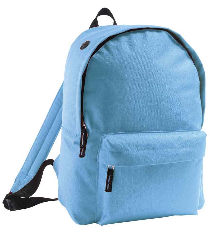 SOL'S Rider Backpack in ONE Sky Blue by SOL'S — Custom branded clothing by Print Press, featuring premium embroidery produced in our specialist print lab in the UK.
