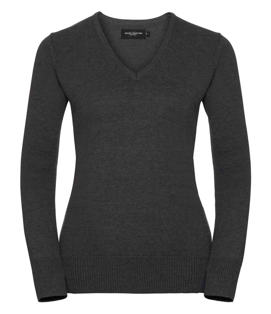 Russell Collection Ladies Cotton Acrylic V Neck Sweater in by Russell — Custom branded clothing by Print Press, featuring premium embroidery produced in our specialist print lab in the UK.