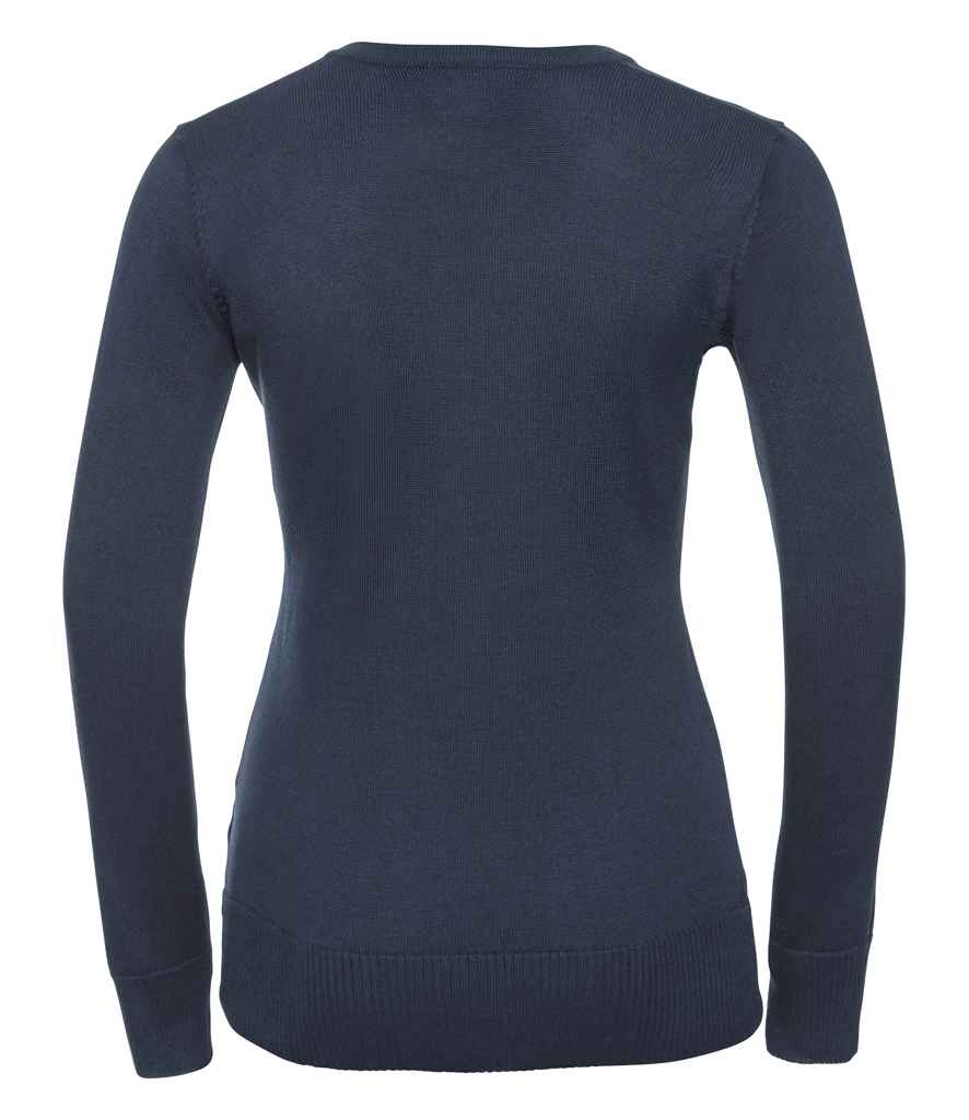 Russell Collection Ladies Cotton Acrylic V Neck Sweater in by Russell — Custom branded clothing by Print Press, featuring premium embroidery produced in our specialist print lab in the UK.