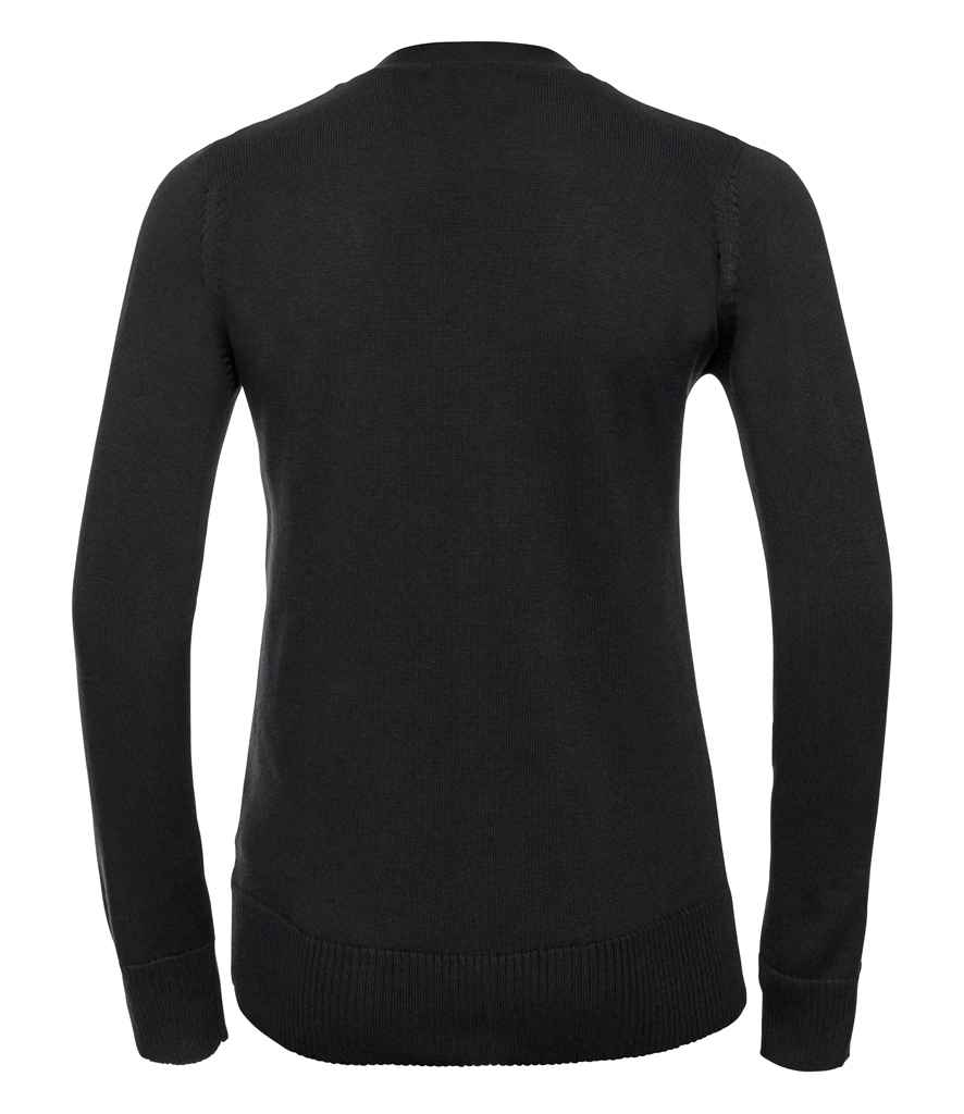 Russell Collection Ladies Cotton Acrylic V Neck Cardigan in by Russell — Custom branded clothing by Print Press, featuring premium embroidery produced in our specialist print lab in the UK.