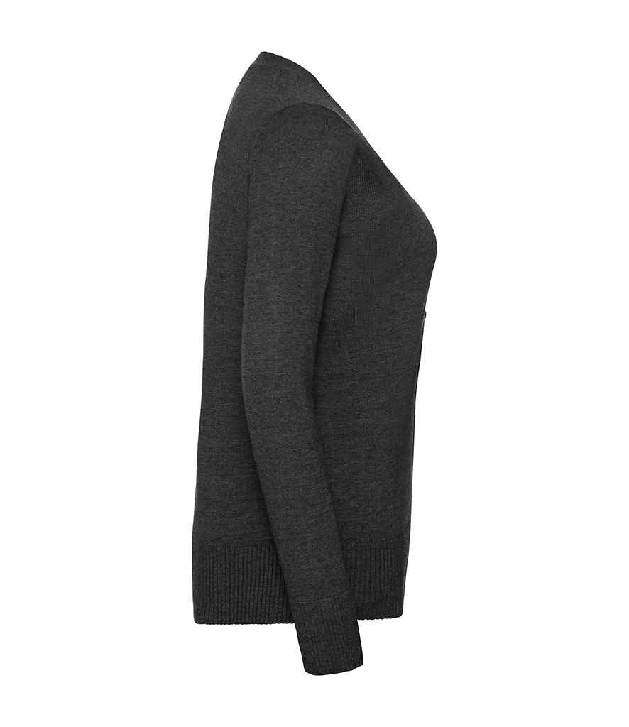 Russell Collection Ladies Cotton Acrylic V Neck Cardigan in by Russell — Custom branded clothing by Print Press, featuring premium embroidery produced in our specialist print lab in the UK.