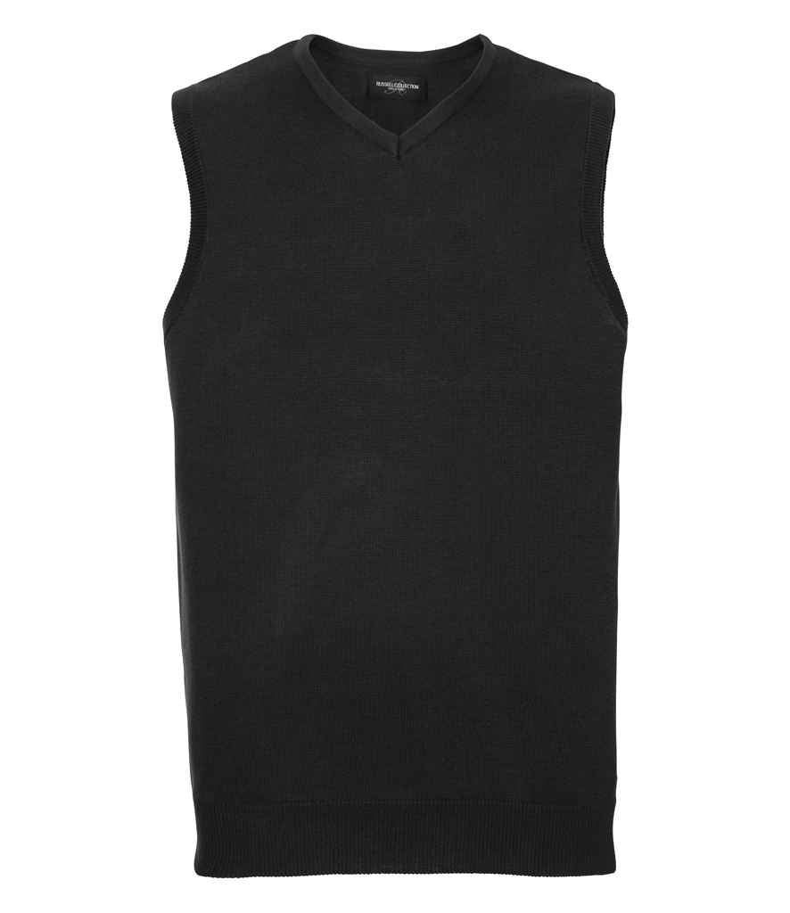 Russell Collection Sleeveless Cotton Acrylic V Neck Sweater in by Russell — Custom branded clothing by Print Press, featuring premium embroidery produced in our specialist print lab in the UK.