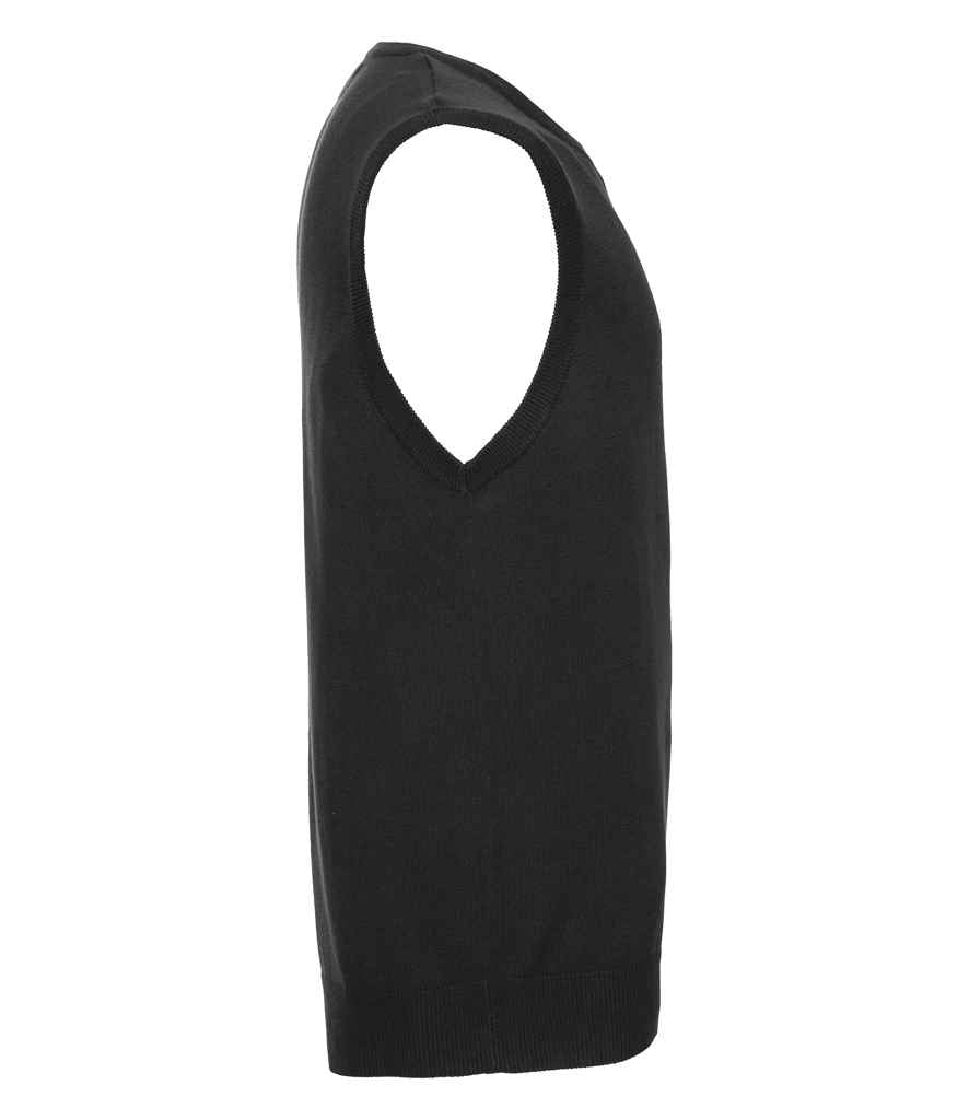 Russell Collection Sleeveless Cotton Acrylic V Neck Sweater in by Russell — Custom branded clothing by Print Press, featuring premium embroidery produced in our specialist print lab in the UK.