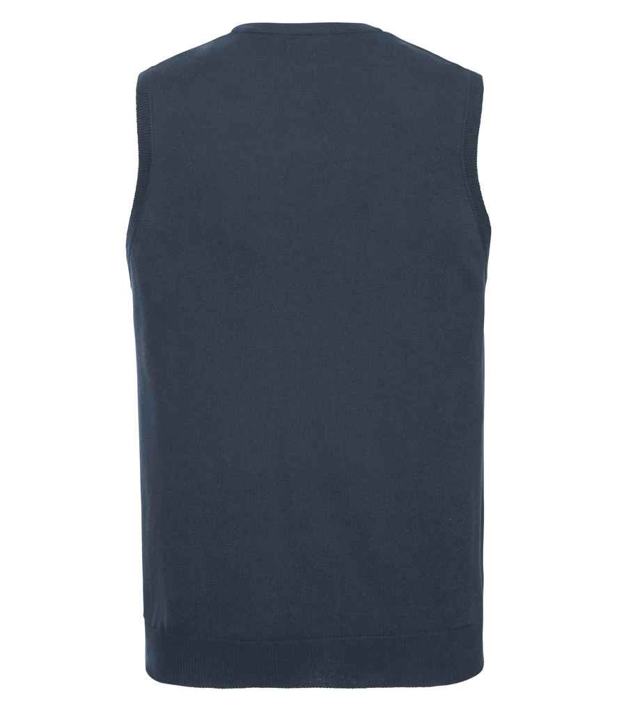 Russell Collection Sleeveless Cotton Acrylic V Neck Sweater in by Russell — Custom branded clothing by Print Press, featuring premium embroidery produced in our specialist print lab in the UK.