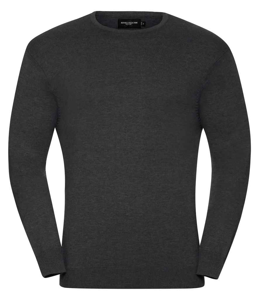 Russell Collection Cotton Acrylic Crew Neck Sweater in Charcoal Marl by Russell — Custom branded clothing by Print Press, featuring premium embroidery produced in our specialist print lab in the UK.
