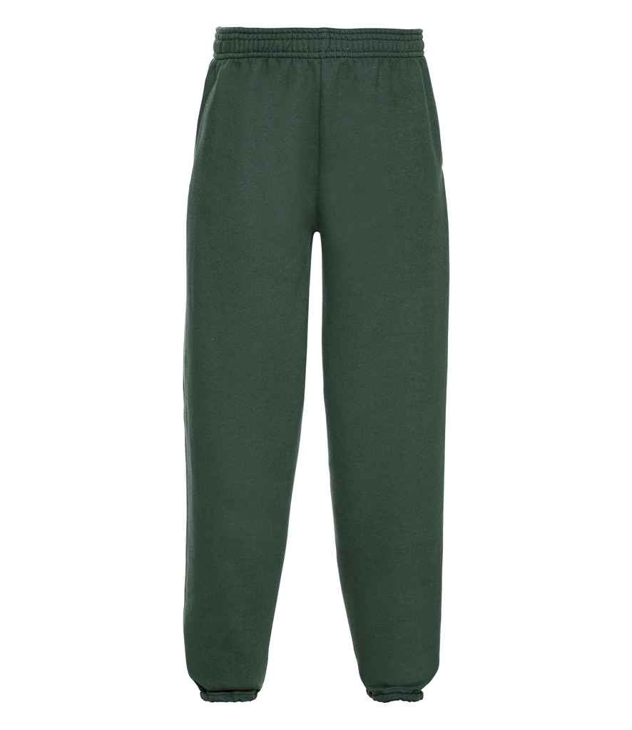 Russell Schoolgear Kids Elasticated Hem Jog Pants in Bottle Green by Russell — Custom branded clothing by Print Press, featuring premium embroidery produced in our specialist print lab in the UK.