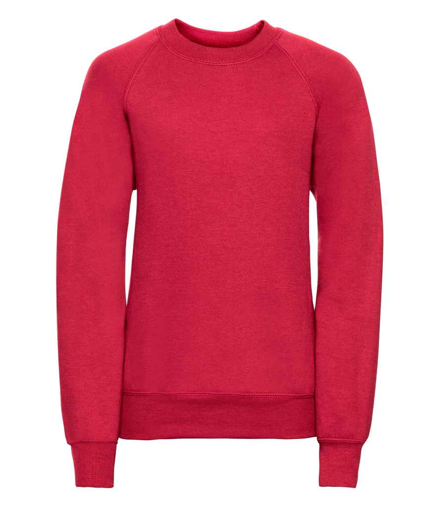 Russell Schoolgear Kids Raglan Sweatshirt in Classic Red by Russell — Custom branded clothing by Print Press, featuring premium embroidery produced in our specialist print lab in the UK.
