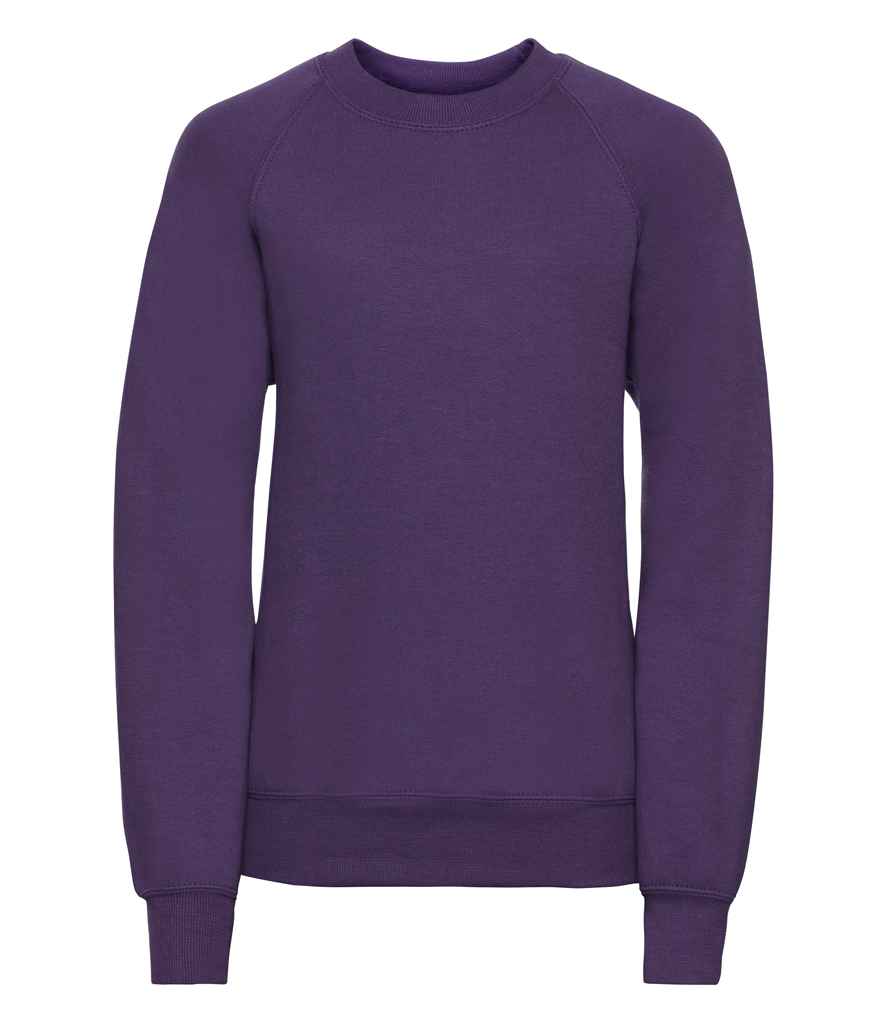 Russell Schoolgear Kids Raglan Sweatshirt in Purple by Russell — Custom branded clothing by Print Press, featuring premium embroidery produced in our specialist print lab in the UK.