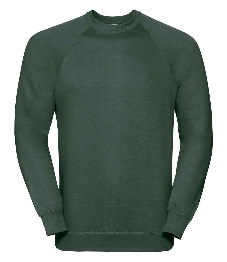 Russell Raglan Sweatshirt in by Russell — Custom branded clothing by Print Press, featuring premium embroidery produced in our specialist print lab in the UK.