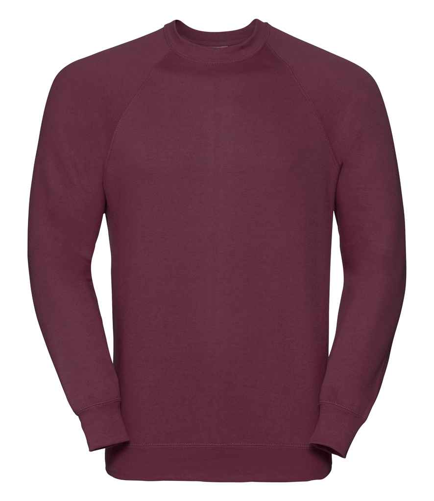 Russell Raglan Sweatshirt in Burgundy by Russell — Custom branded clothing by Print Press, featuring premium embroidery produced in our specialist print lab in the UK.