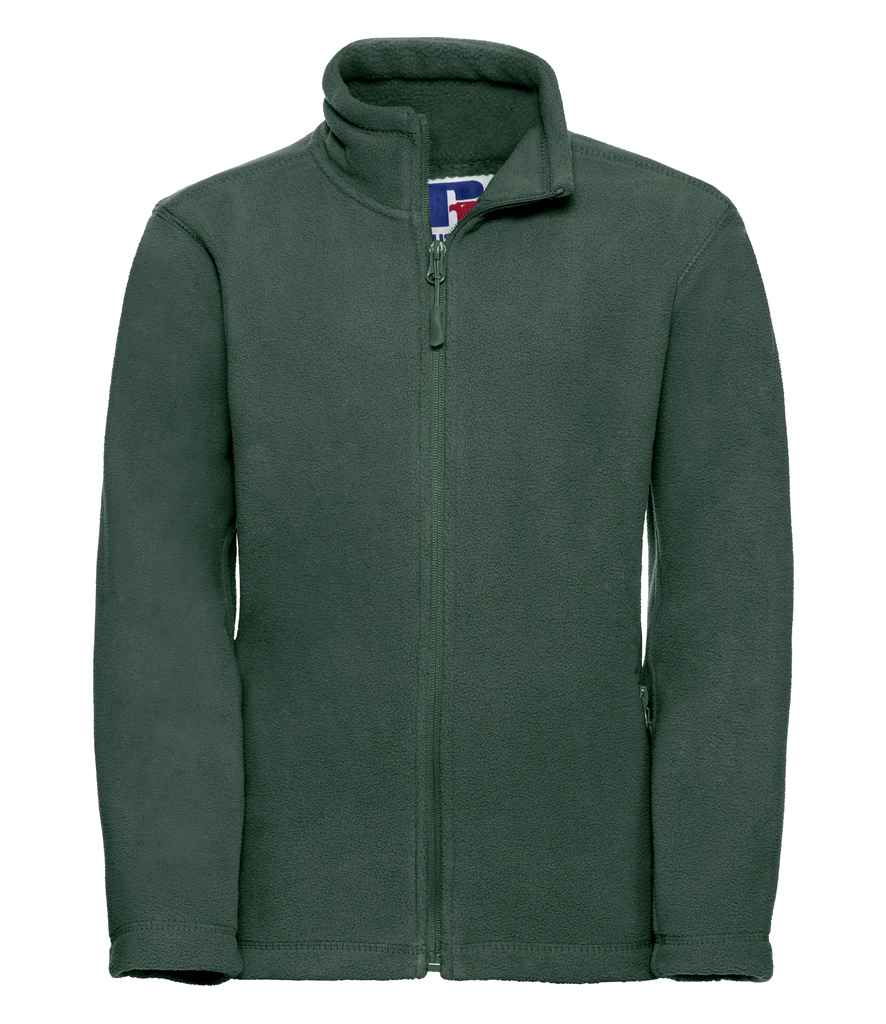 Russell Schoolgear Kids Outdoor Fleece Jacket in Bottle Green by Russell — Custom branded clothing by Print Press, featuring premium embroidery produced in our specialist print lab in the UK.