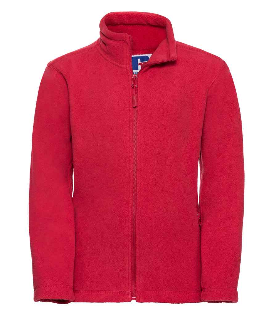 Russell Schoolgear Kids Outdoor Fleece Jacket in Classic Red by Russell — Custom branded clothing by Print Press, featuring premium embroidery produced in our specialist print lab in the UK.