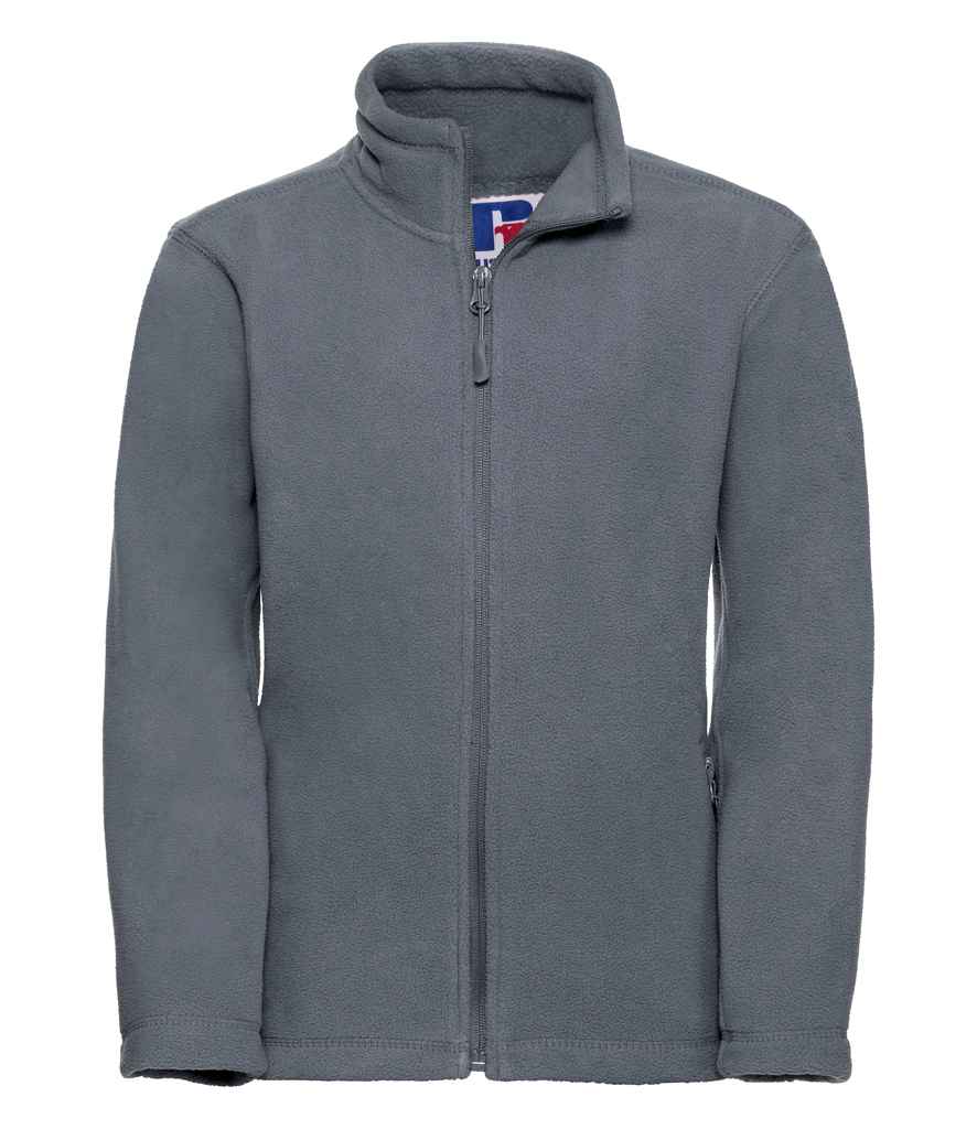 Russell Schoolgear Kids Outdoor Fleece Jacket in Convoy Grey by Russell — Custom branded clothing by Print Press, featuring premium embroidery produced in our specialist print lab in the UK.