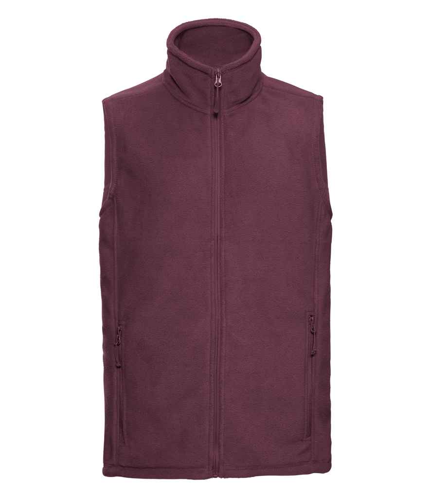 Russell Outdoor Fleece Gilet in Burgundy by Russell — Custom branded clothing by Print Press, featuring premium embroidery produced in our specialist print lab in the UK.