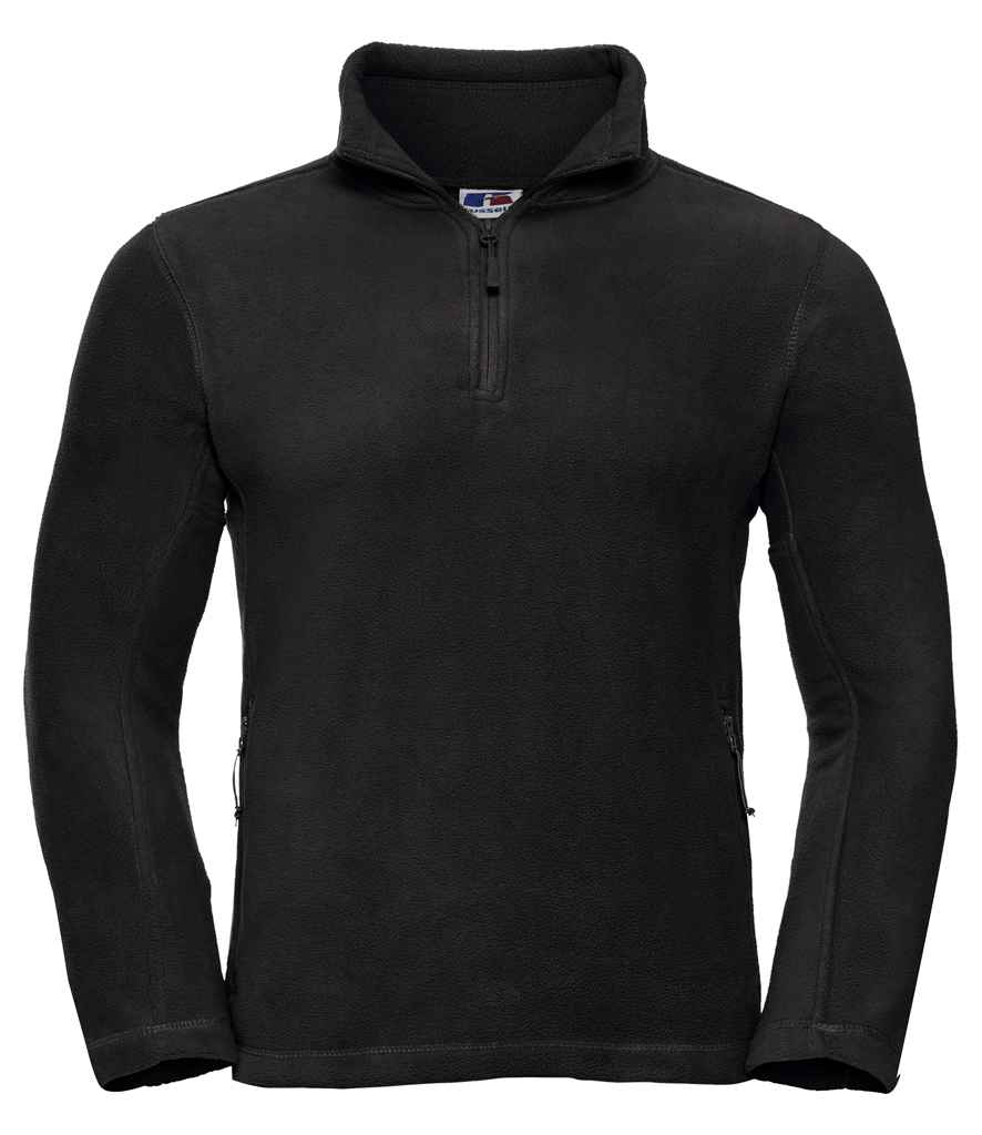 Russell Zip Neck Outdoor Fleece in Black by Russell — Custom branded clothing by Print Press, featuring premium embroidery produced in our specialist print lab in the UK.