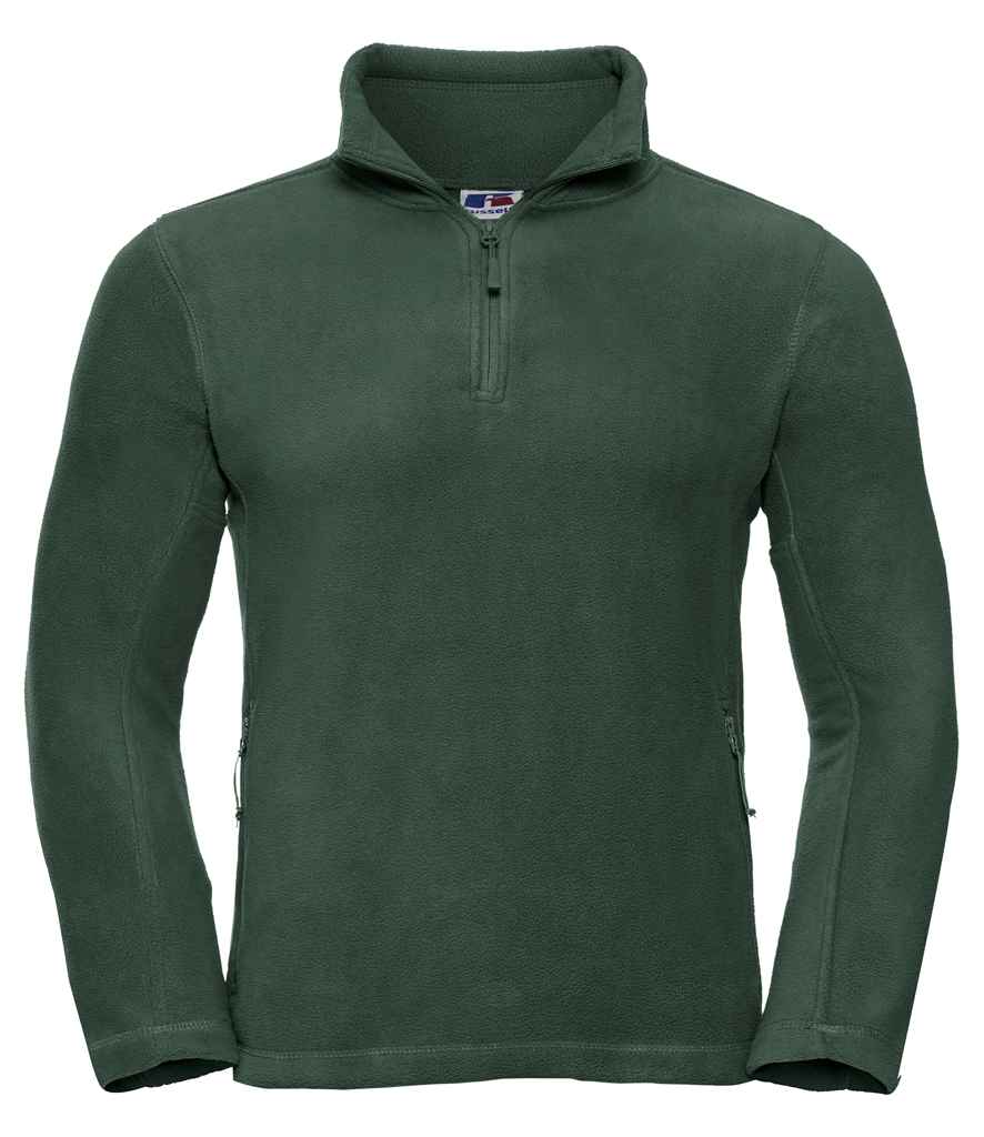 Russell Zip Neck Outdoor Fleece in Bottle Green by Russell — Custom branded clothing by Print Press, featuring premium embroidery produced in our specialist print lab in the UK.