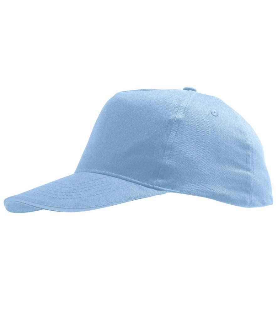 SOL'S Kids Sunny Cap in ONE Sky Blue by SOL'S — Custom branded clothing by Print Press, featuring premium embroidery produced in our specialist print lab in the UK.