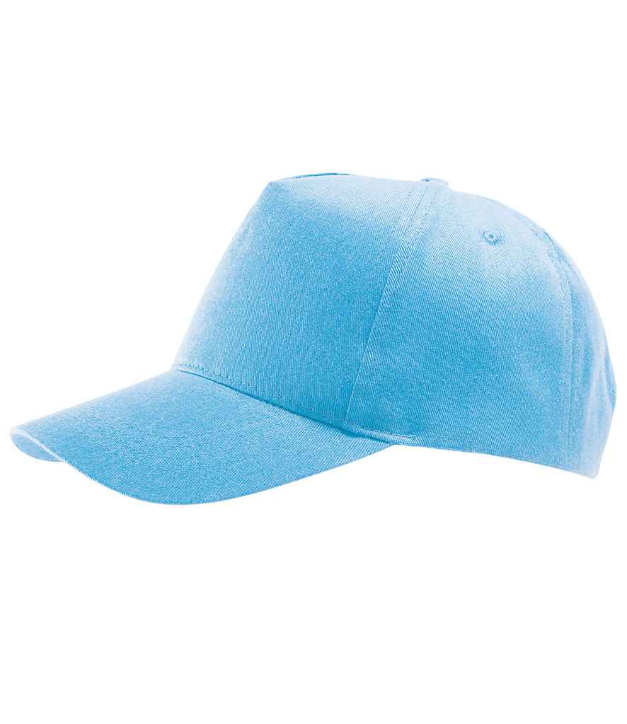 SOL'S Buzz Cap in ONE Sky Blue by SOL'S — Custom branded clothing by Print Press, featuring premium embroidery produced in our specialist print lab in the UK.