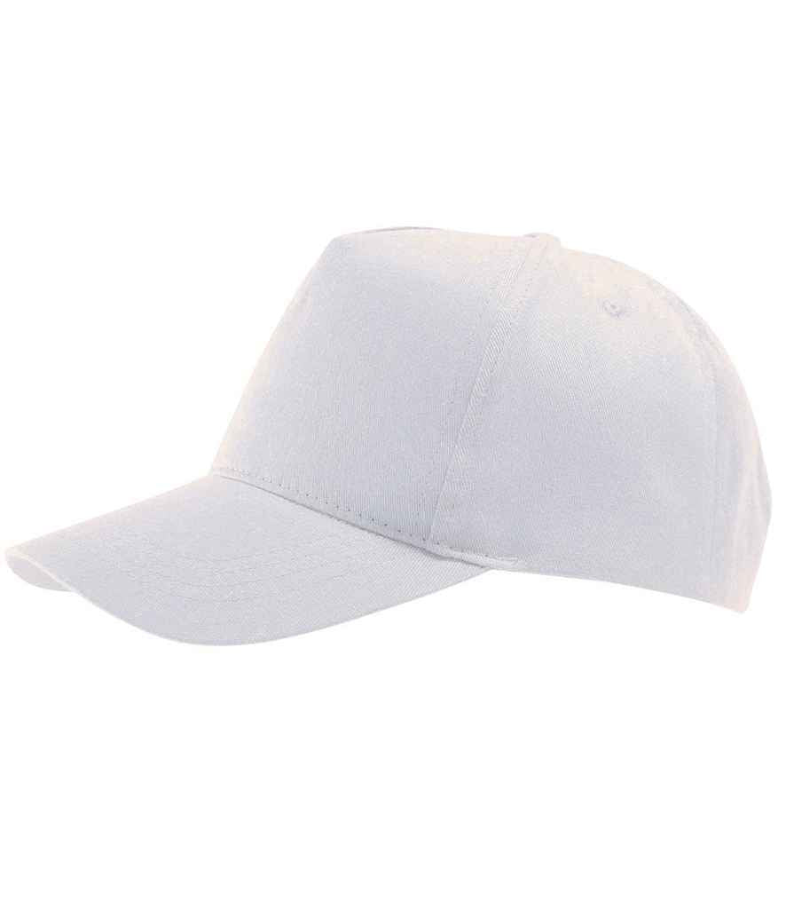 SOL'S Buzz Cap in ONE White by SOL'S — Custom branded clothing by Print Press, featuring premium embroidery produced in our specialist print lab in the UK.