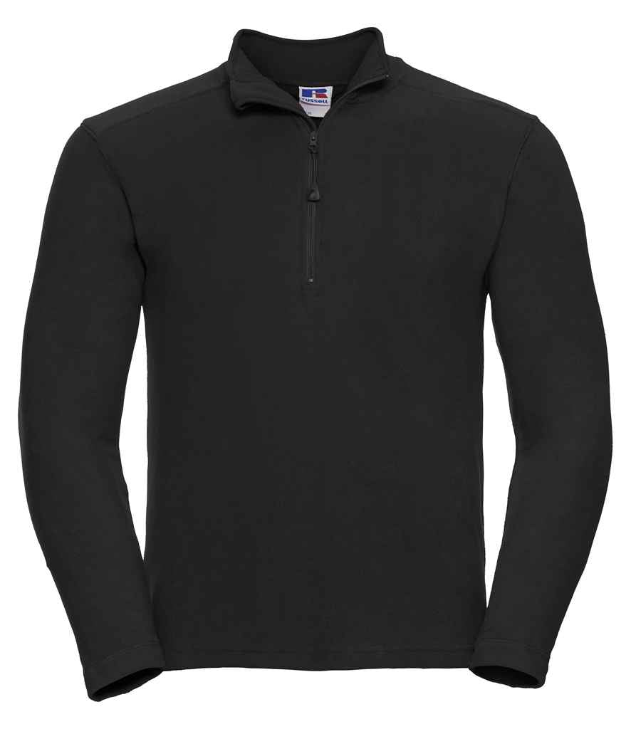 Russell Zip Neck Micro Fleece in Black by Russell — Custom branded clothing by Print Press, featuring premium embroidery produced in our specialist print lab in the UK.