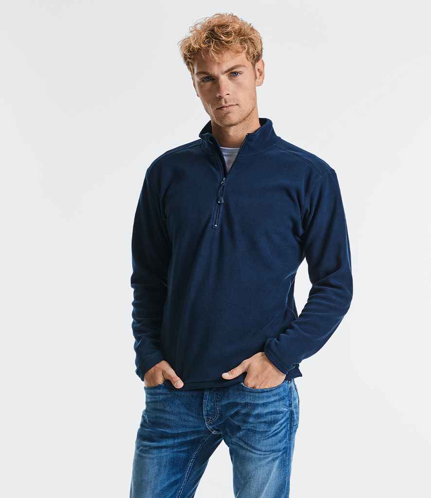 Russell Zip Neck Micro Fleece in French Navy by Russell — Custom branded clothing by Print Press, featuring premium embroidery produced in our specialist print lab in the UK.