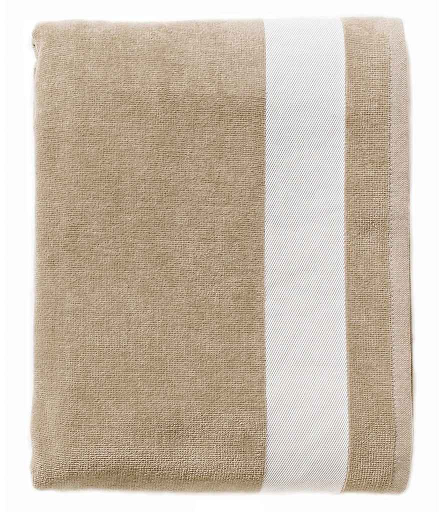 SOL'S Lagoon Beach Towel in ONE Beige White by SOL'S — Custom branded clothing by Print Press, featuring premium embroidery produced in our specialist print lab in the UK.