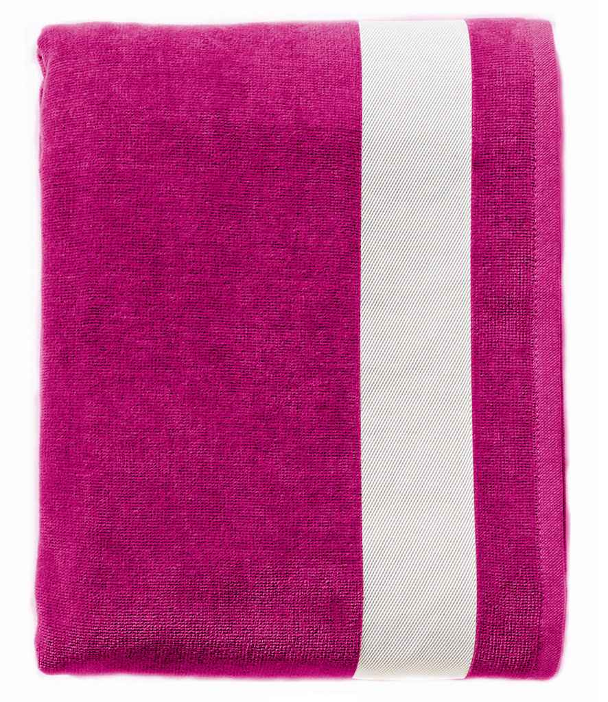 SOL'S Lagoon Beach Towel in ONE Fuchsia White by SOL'S — Custom branded clothing by Print Press, featuring premium embroidery produced in our specialist print lab in the UK.