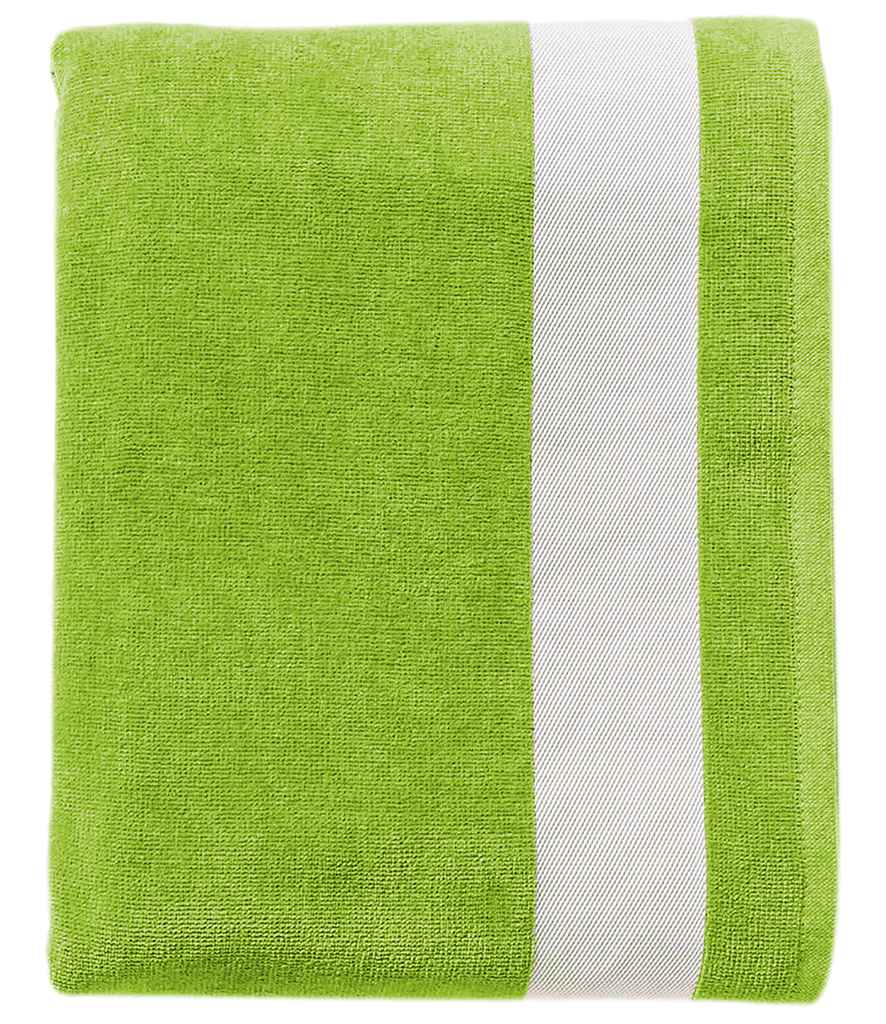 SOL'S Lagoon Beach Towel in ONE Lime Green White by SOL'S — Custom branded clothing by Print Press, featuring premium embroidery produced in our specialist print lab in the UK.