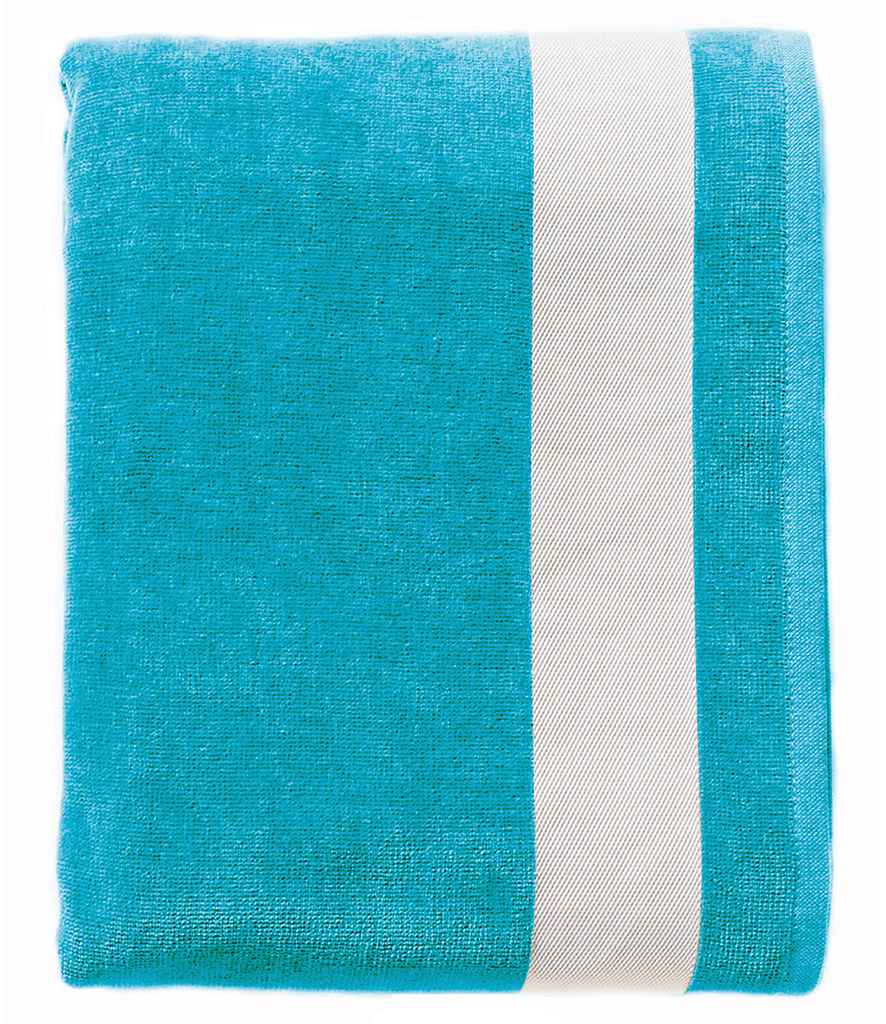 SOL'S Lagoon Beach Towel in ONE Turquoise Blue White by SOL'S — Custom branded clothing by Print Press, featuring premium embroidery produced in our specialist print lab in the UK.