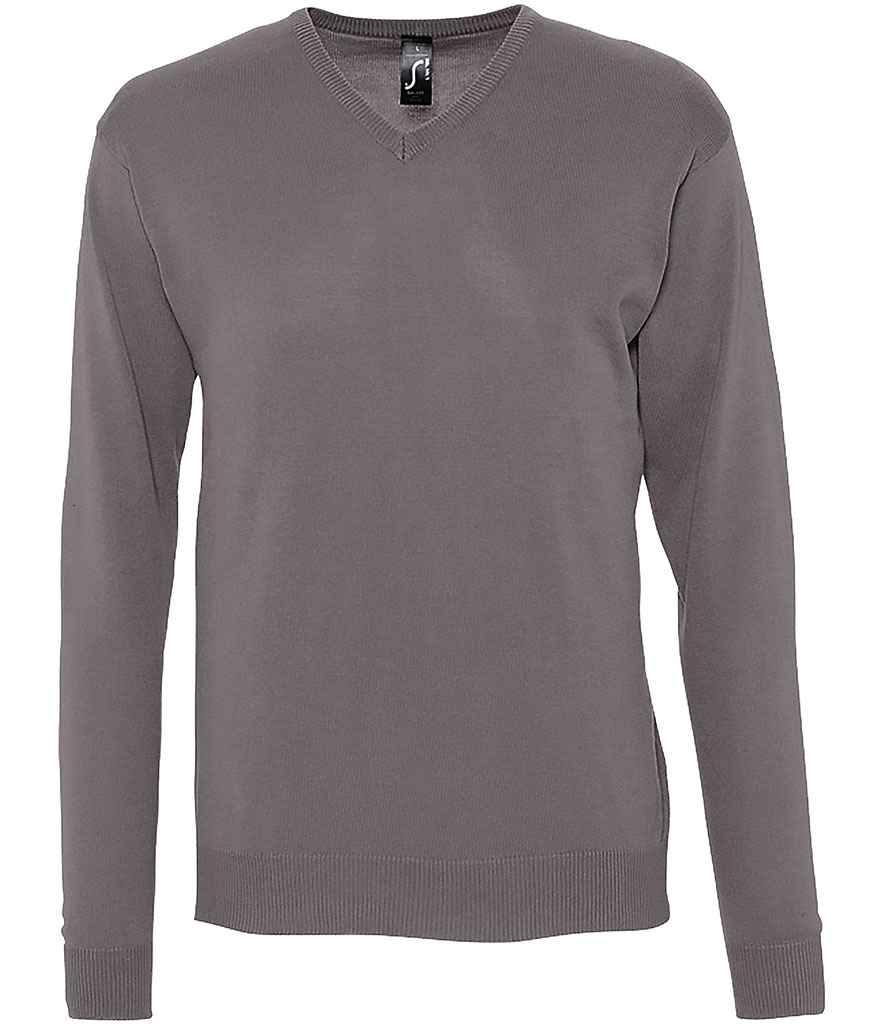 SOL'S Galaxy Cotton Acrylic V Neck Sweater in Medium Grey by SOL'S — Custom branded clothing by Print Press, featuring premium embroidery produced in our specialist print lab in the UK.