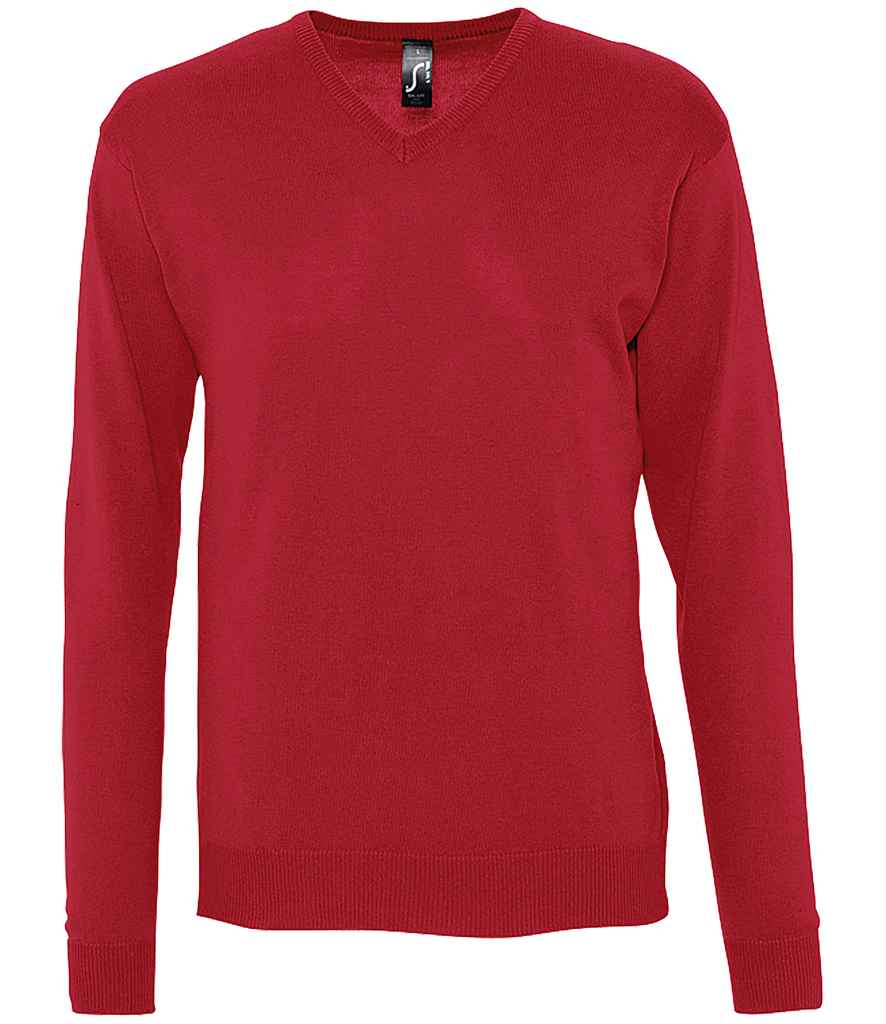 SOL'S Galaxy Cotton Acrylic V Neck Sweater in Red by SOL'S — Custom branded clothing by Print Press, featuring premium embroidery produced in our specialist print lab in the UK.