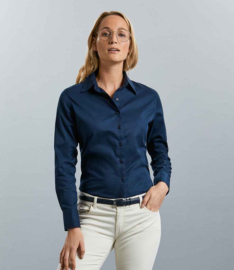 Russell Collection Ladies Long Sleeve Classic Twill Shirt in by Russell — Custom branded clothing by Print Press, featuring premium embroidery produced in our specialist print lab in the UK.