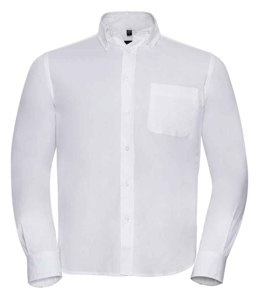 Russell Collection Long Sleeve Classic Twill Shirt in White by Russell — Custom branded clothing by Print Press, featuring premium embroidery produced in our specialist print lab in the UK.