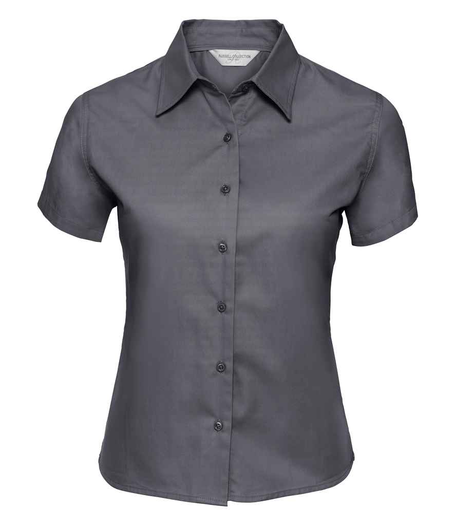 Russell Collection Ladies Short Sleeve Classic Twill Shirt in Zinc by Russell — Custom branded clothing by Print Press, featuring premium embroidery produced in our specialist print lab in the UK.