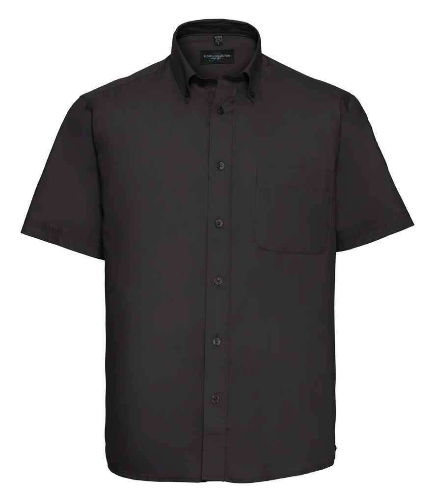 Russell Collection Short Sleeve Classic Twill Shirt in Black by Russell — Custom branded clothing by Print Press, featuring premium embroidery produced in our specialist print lab in the UK.