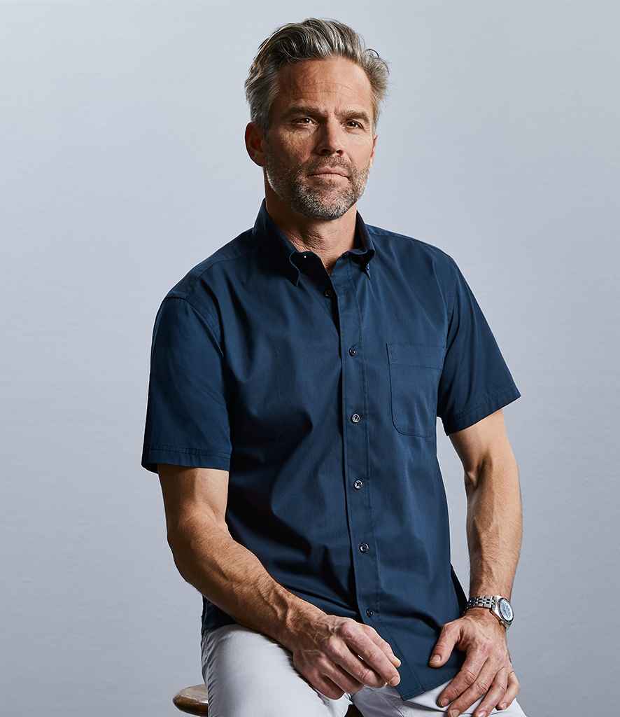 Russell Collection Short Sleeve Classic Twill Shirt in by Russell — Custom branded clothing by Print Press, featuring premium embroidery produced in our specialist print lab in the UK.