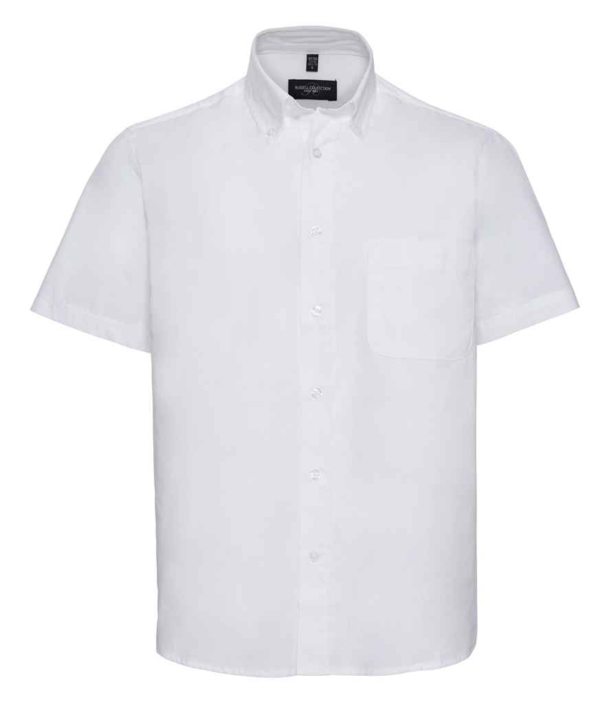 Russell Collection Short Sleeve Classic Twill Shirt in White by Russell — Custom branded clothing by Print Press, featuring premium embroidery produced in our specialist print lab in the UK.