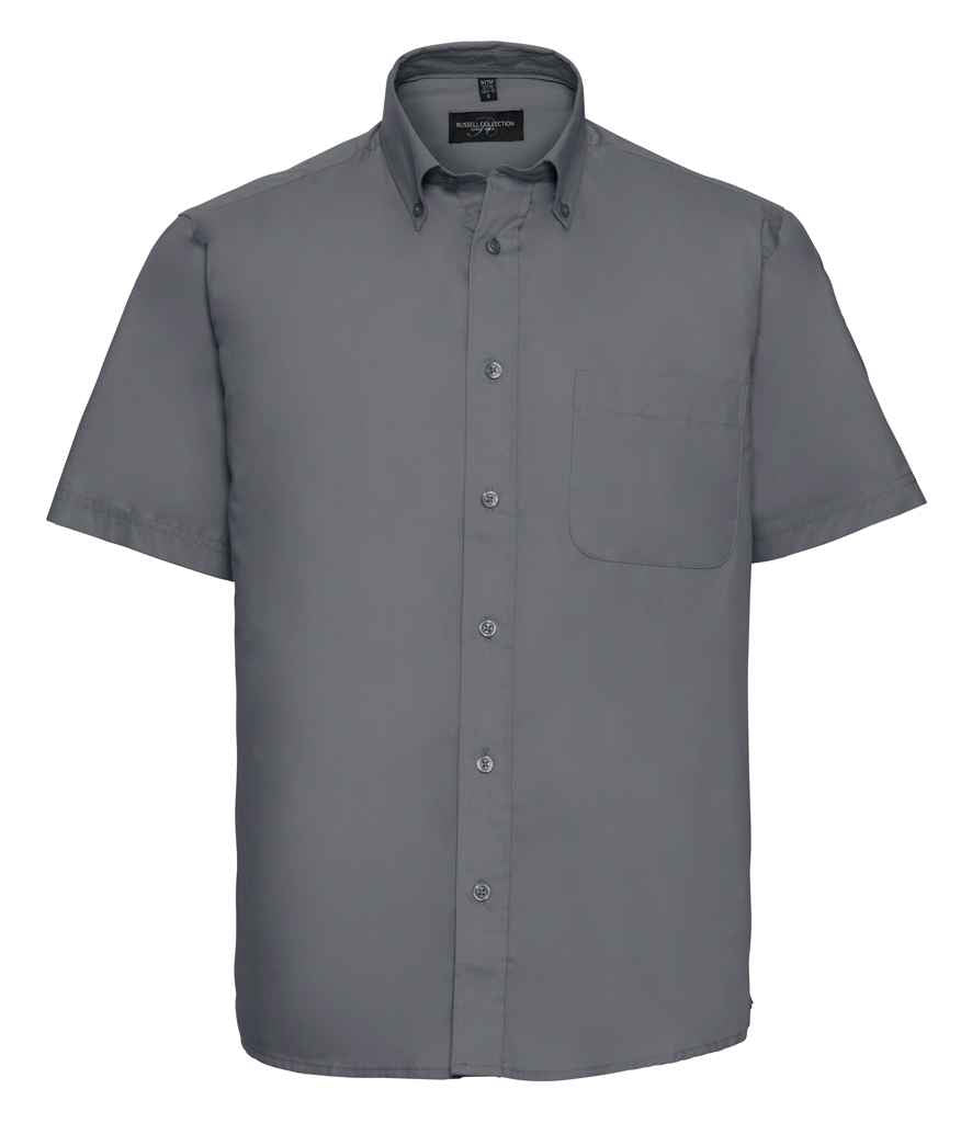 Russell Collection Short Sleeve Classic Twill Shirt in Zinc by Russell — Custom branded clothing by Print Press, featuring premium embroidery produced in our specialist print lab in the UK.