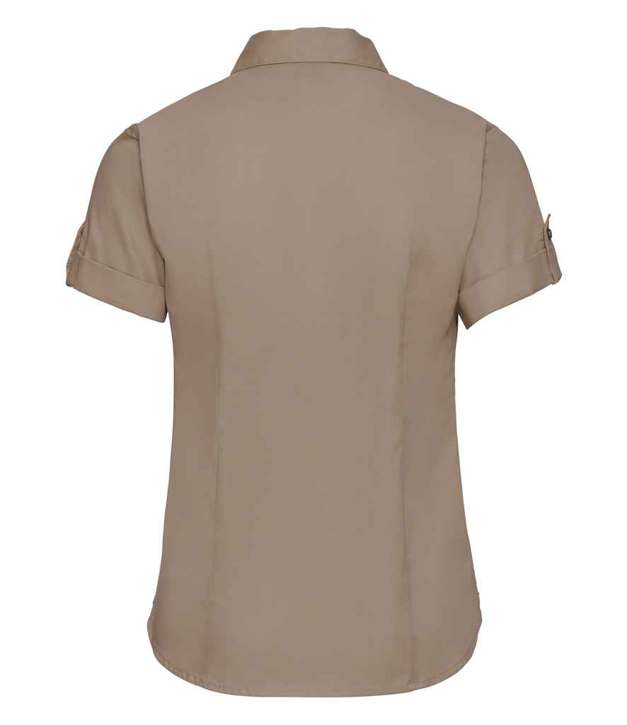 Russell Collection Ladies Short Sleeve Twill Roll Shirt in by Russell — Custom branded clothing by Print Press, featuring premium embroidery produced in our specialist print lab in the UK.