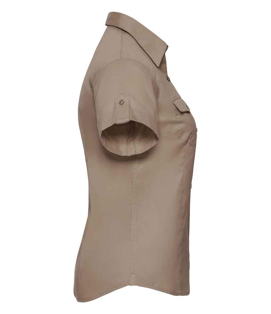 Russell Collection Ladies Short Sleeve Twill Roll Shirt in by Russell — Custom branded clothing by Print Press, featuring premium embroidery produced in our specialist print lab in the UK.