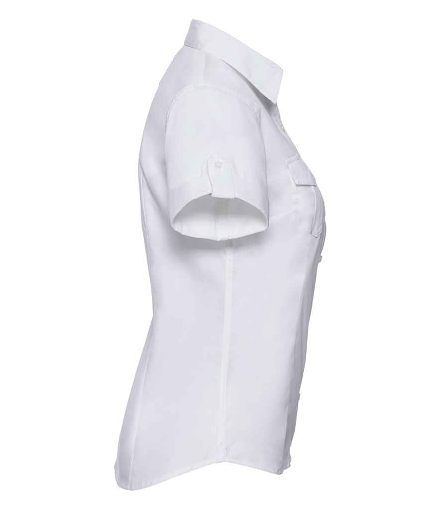 Russell Collection Ladies Short Sleeve Twill Roll Shirt in by Russell — Custom branded clothing by Print Press, featuring premium embroidery produced in our specialist print lab in the UK.