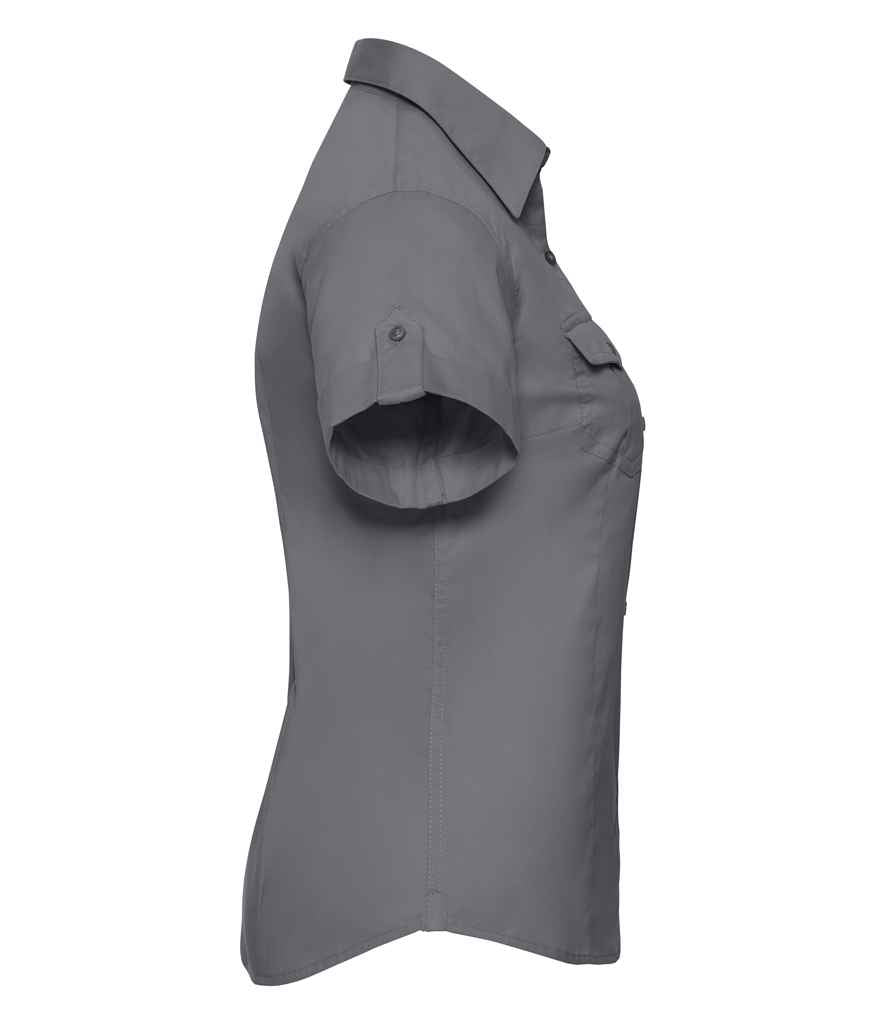 Russell Collection Ladies Short Sleeve Twill Roll Shirt in by Russell — Custom branded clothing by Print Press, featuring premium embroidery produced in our specialist print lab in the UK.