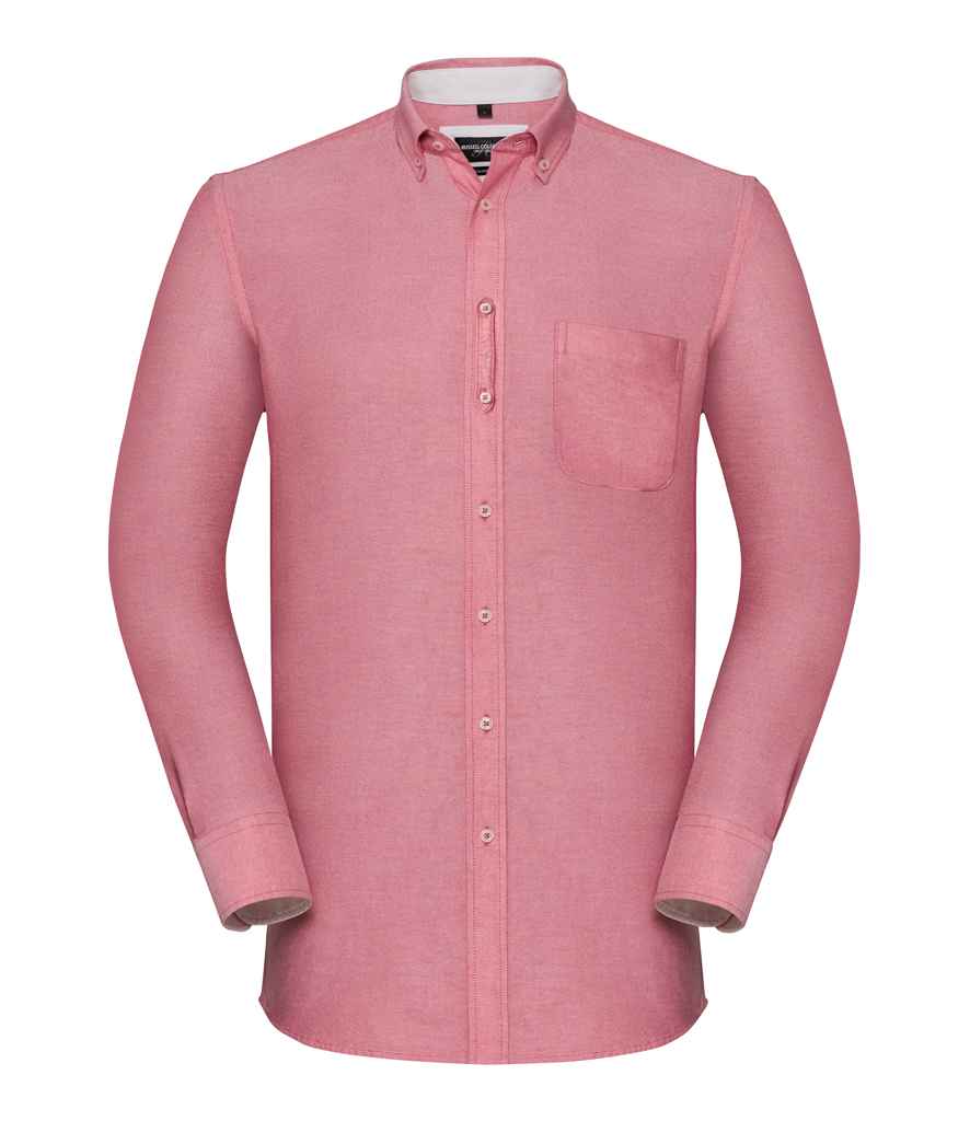 Russell Collection Tailored Long Sleeve Washed Oxford Shirt in by Russell — Custom branded clothing by Print Press, featuring premium embroidery produced in our specialist print lab in the UK.
