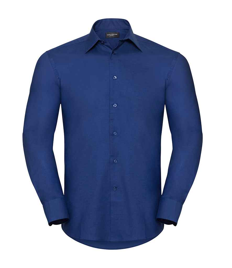Russell Collection Long Sleeve Tailored Oxford Shirt in Bright Royal by Russell — Custom branded clothing by Print Press, featuring premium embroidery produced in our specialist print lab in the UK.