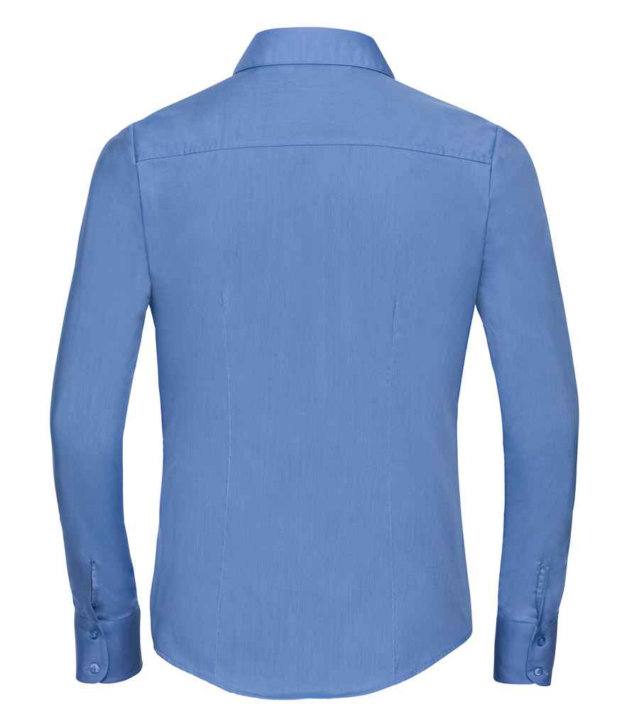 Russell Collection Ladies Long Sleeve Fitted Poplin Shirt in by Russell — Custom branded clothing by Print Press, featuring premium embroidery produced in our specialist print lab in the UK.